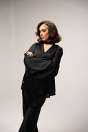 Hila Blouse / Satin Scarf Blouse - HOUSE OF DENTELLE