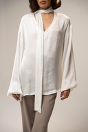 Hila Blouse / Satin Scarf Blouse - HOUSE OF DENTELLE