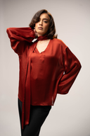 Hila Blouse / Satin Scarf Blouse - HOUSE OF DENTELLE