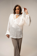 Hila Blouse / Satin Scarf Blouse - HOUSE OF DENTELLE