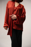 Hila Blouse / Satin Scarf Blouse - HOUSE OF DENTELLE