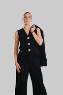 Tailored Vest - Black - HOUSE OF DENTELLE